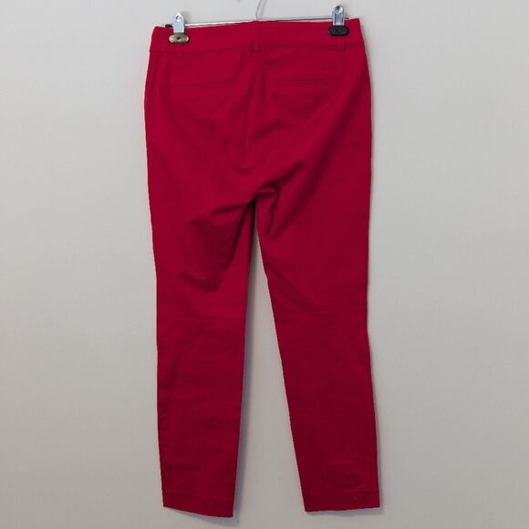 J.Crew Winnie Red Cotton Elastane Dress Work Business Pants Side Zip, Sz 2 - Picture 3 of 6